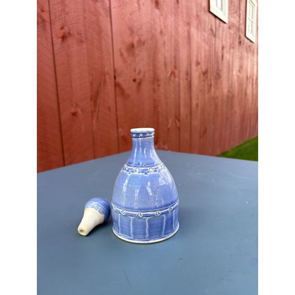 Handmade Blue Ceramic Bottle With Stopper By Audrey McKeon